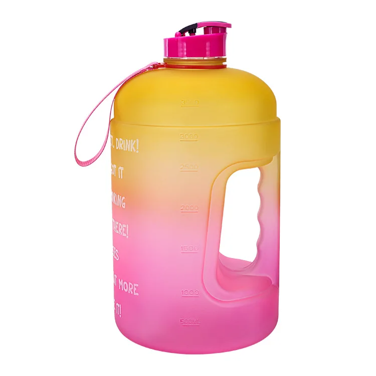 

3.78L Water Bottle with Straw 1 Gallon Large Gradient Color Bucket Fitness Outdoor Sports Accessory