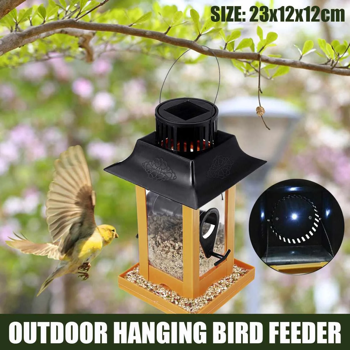 

Solar Energy Bird Feeder Wild Hanging Wilderness Lantern Solar Lantern Hanging Feeding Tray Outdoors Garden Tree Decoration