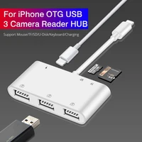 multi otg adapter lightn ing to usb3 audio otg digital av camera reader hub connected usb mouse u disk slr camera converter