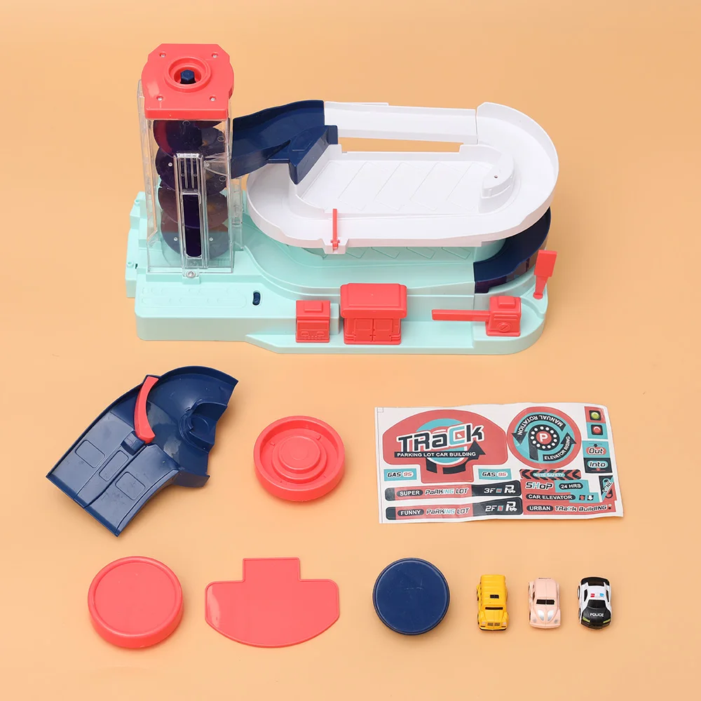 

Car Building Parking Lot Alloy Electric Rail Car Set Children Birthday Gift Toy Deformation Police Station Fire Station