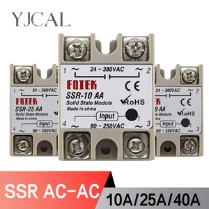SSR-10AA SSR-25AA SSR-40AA 10A 25A 40A твердотельный релейный модуль 80-250 В вход переменного тока 24-380 В выход переменного тока высокое качество
