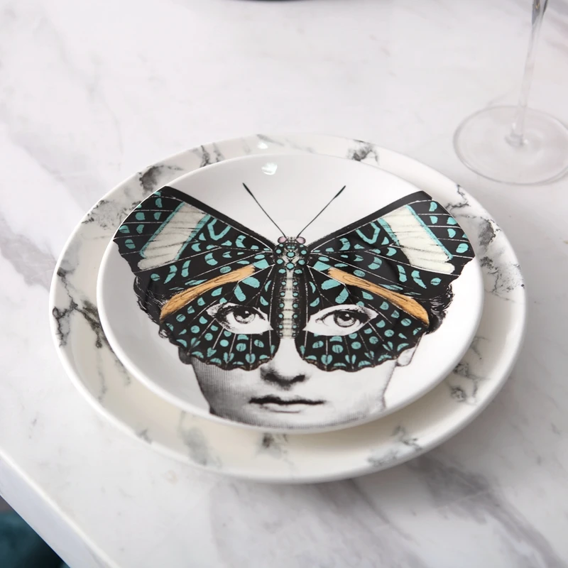 Фарфоровая тарелка с изображением маски бабочки для женщин|Блюдца и тарелки| |