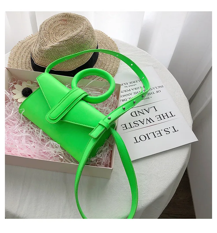 Fluorescent Color Envelope Bag For Ladies Retro High Quality Pu Leather Handbags Female Wome Elegant Korean Style Crossbody Bags