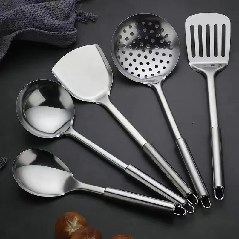 

Stainless Steel Wok Spatula Kitchen Slotted Turner Rice Spoon Ladle Cooking Tools Utensil Set Dropshipping utensilio