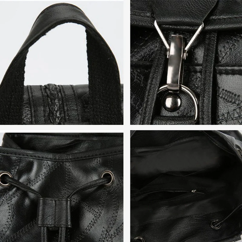 

FGGS-Ladies Shoulder Bags Girls Leather School Bags Female Students Shoulder Bags Women Backpacks Black