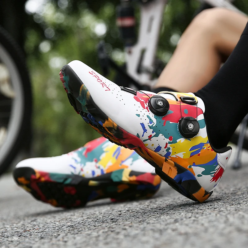 

No Lock Cycling Shoes Men Sport Bicycle Sneakers Professional Non-Slip Sapatilha Ciclismo Unisex Colorful Racing Road Bike Shoes