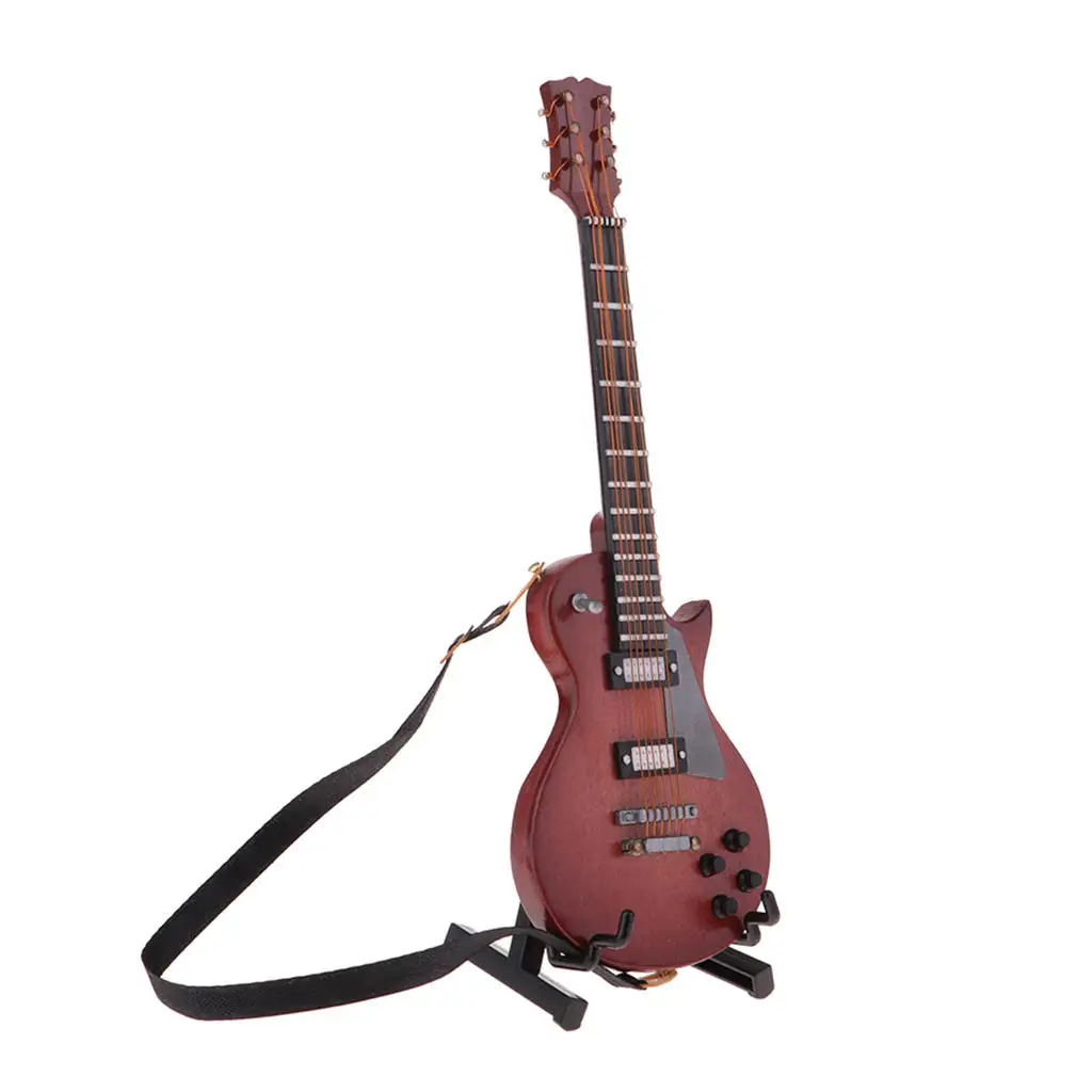 

Wooden Mini Guitar Musical Instrument For 1:6 Dollhouse Accessory Brown