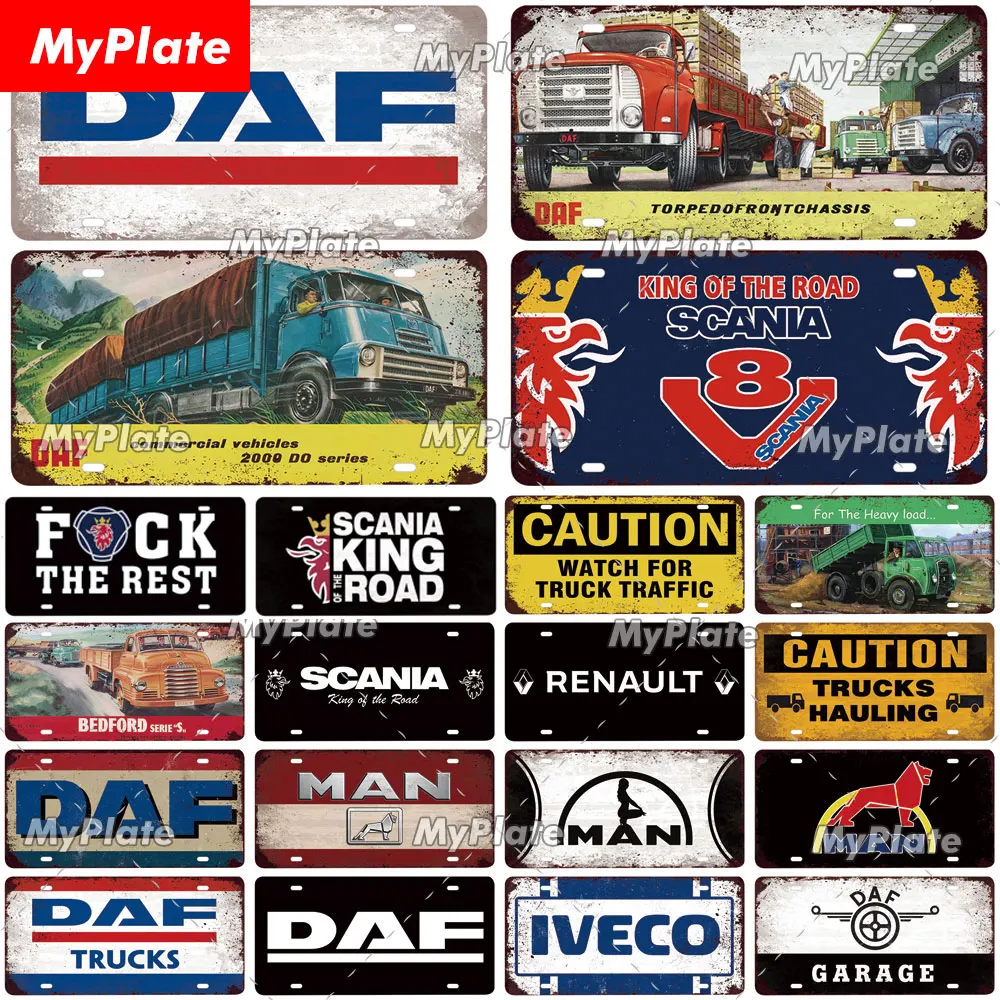 

[MyPlate] Truck License Plate Metal Sign Vintage Garage Tin Sign Man Cave Car Plaque Home Wall Decor Bar Sign