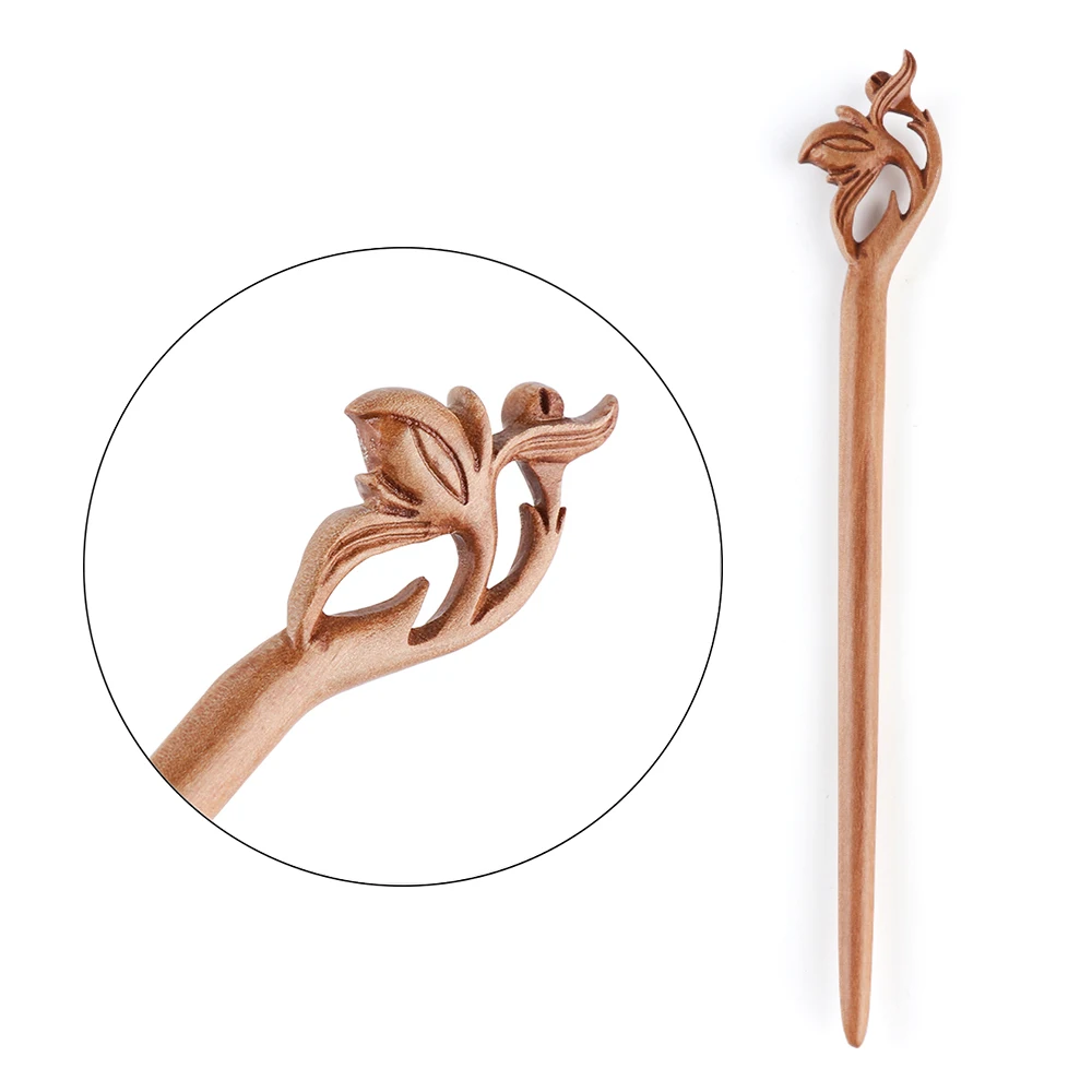 1 шт. Ретро Этническая Женская деревянная резная палочка для еды ручной работы