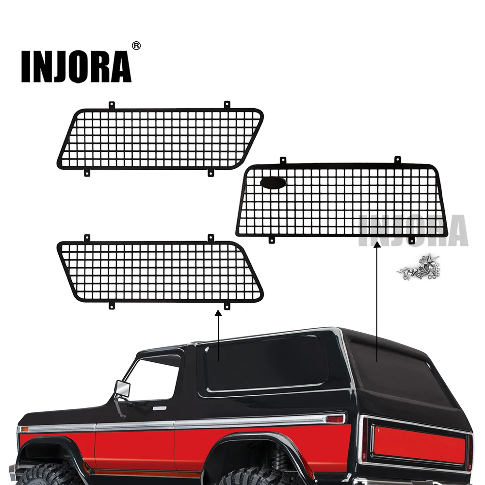 Защитная сетка для окон INJORA металлическая с логотипом 1/10 RC Rock Car Traxxas TRX4 Bronco #82046-4 3