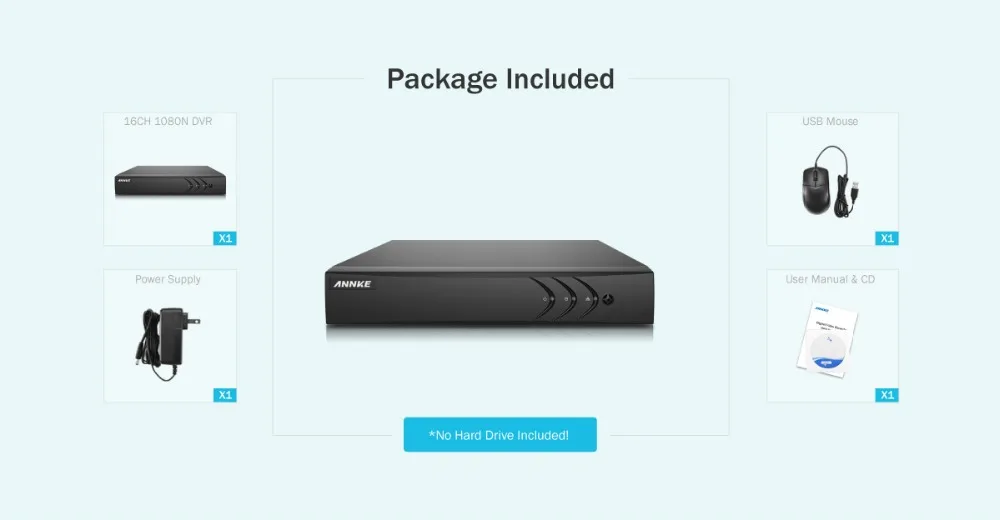 ANNKE 16CH 1080P 5в1 AHD DVR Поддержка CVBS TVI AHD аналоговые ip-камеры HD P2P Облако H.264 VGA HDMI видео рекордер RS485 аудио