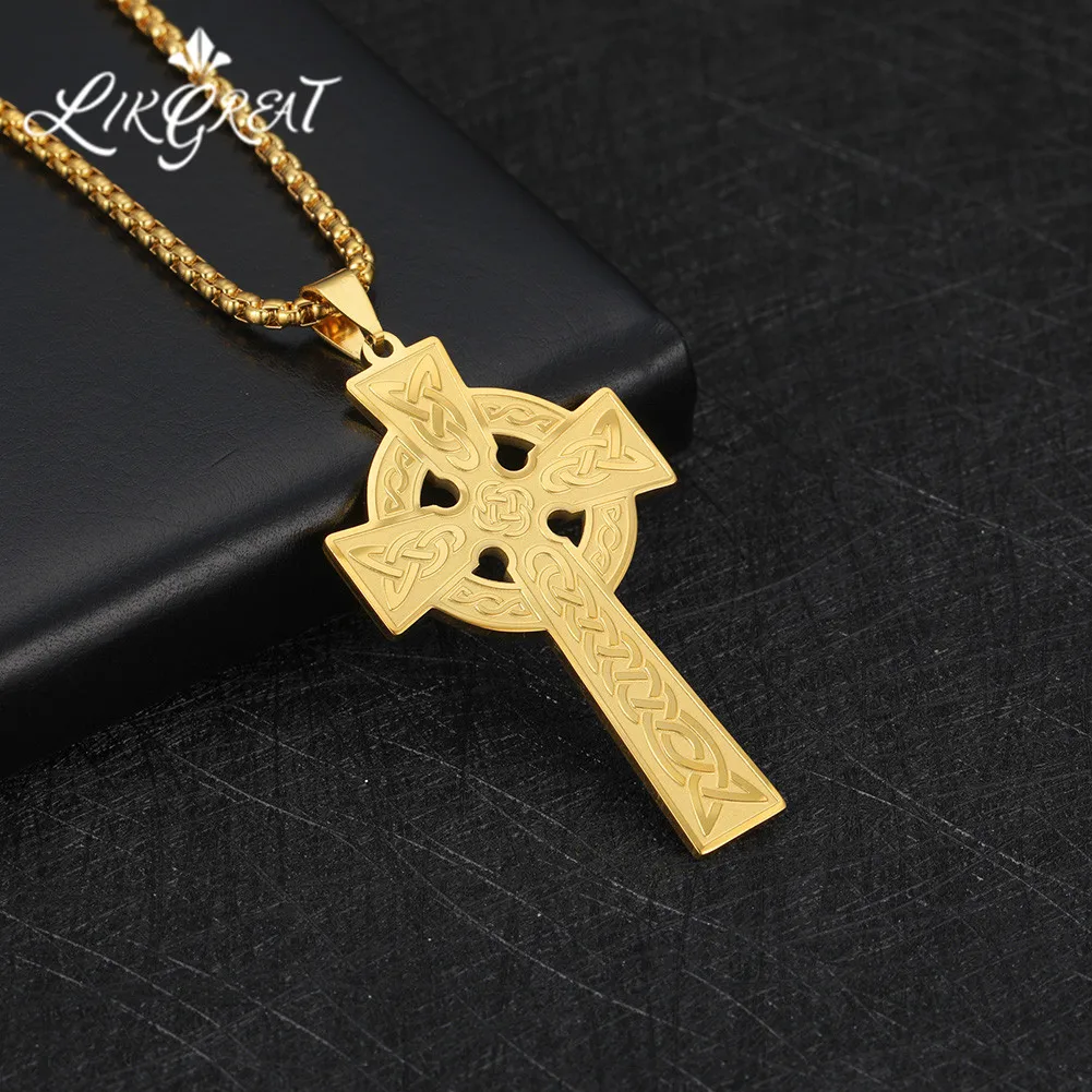 LIKGREAT в винтажном стиле кельтский крест талисман Подвеска Ожерелье для мужчин и