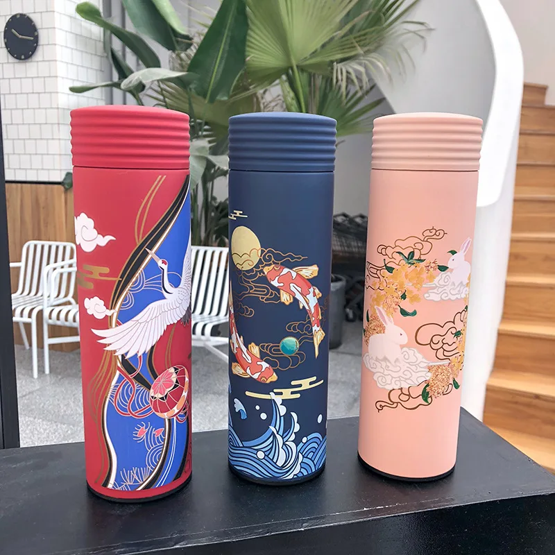 

450ml Chinese Style Insulation Tumbler Coffee Mug Stainless Steel Vacuum Flask With Filter Travel Mug Leakproof Sport Thermo Cup