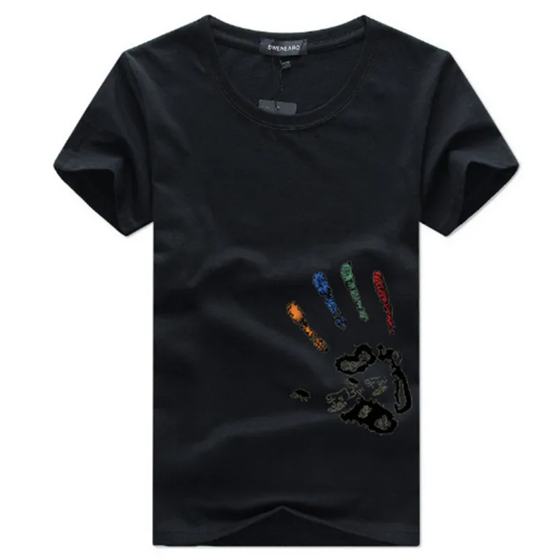 Мужская футболка размера плюс Homme летняя с коротким рукавом и принтом ладони