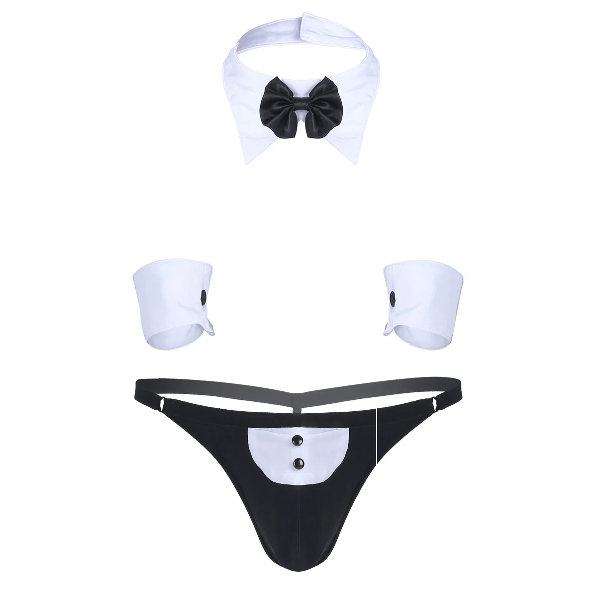 

Sexy Waiter Maid Lingerie Men Exotic Costumes Jockstraps Bulge Pouch Sissy Bowknot Tuxedo Gay Sexy Briefs Underwear with Bow Tie