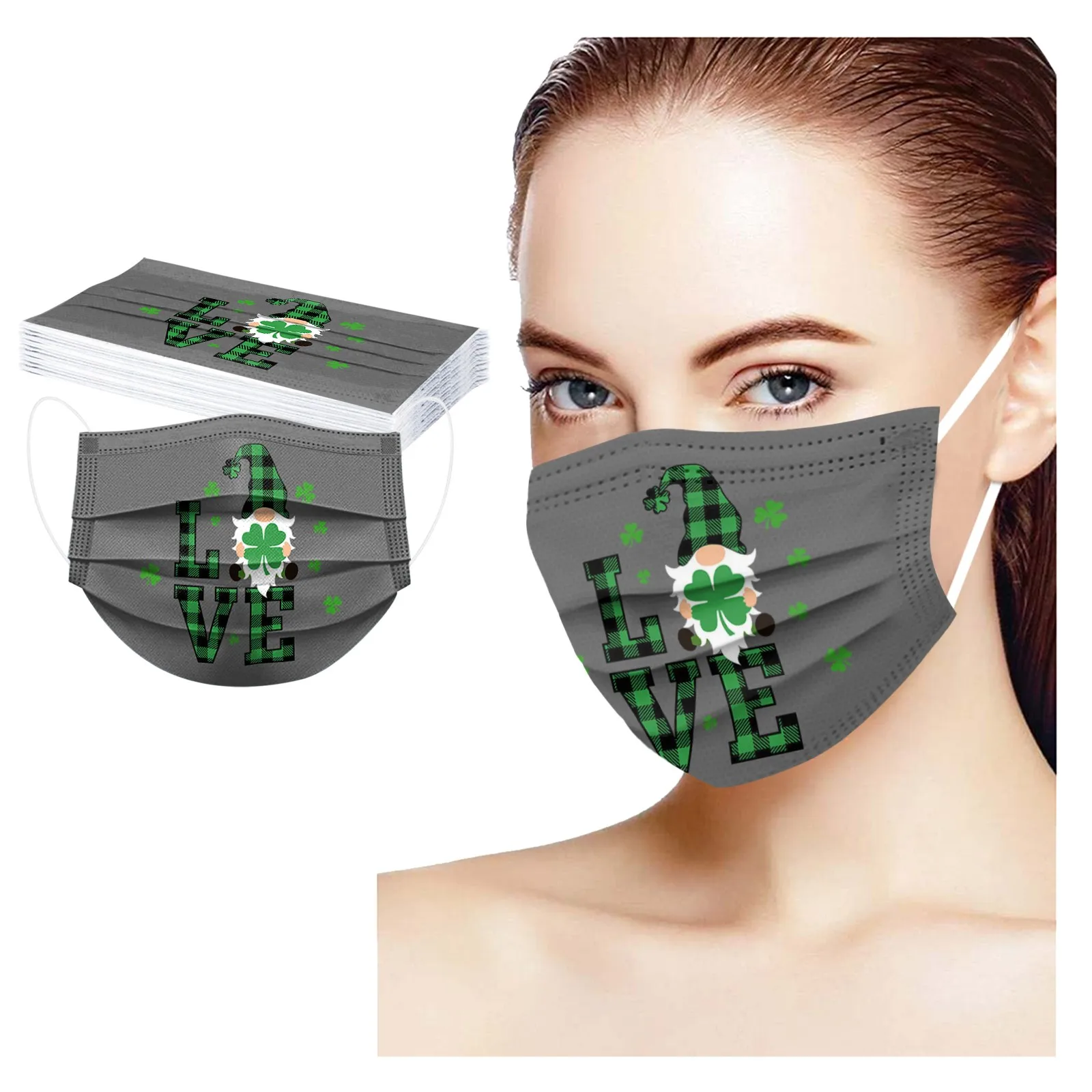 

Disposable Breathable Masks 50PCS Adult St. Patrick' Day Disposable Face Mask 3 Ply Earloop Anti-PM2.5 Reutilizable Mascaras