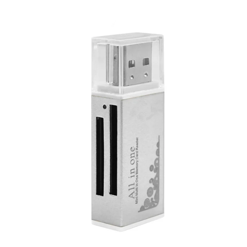 Silver Мульти в 1 устройство для чтения карт памяти SD для Memory Stick Pro Duo Micro SD, TF, M2, MMC, SDHC MS карт-ридер разные цвета - Цвет: Silver