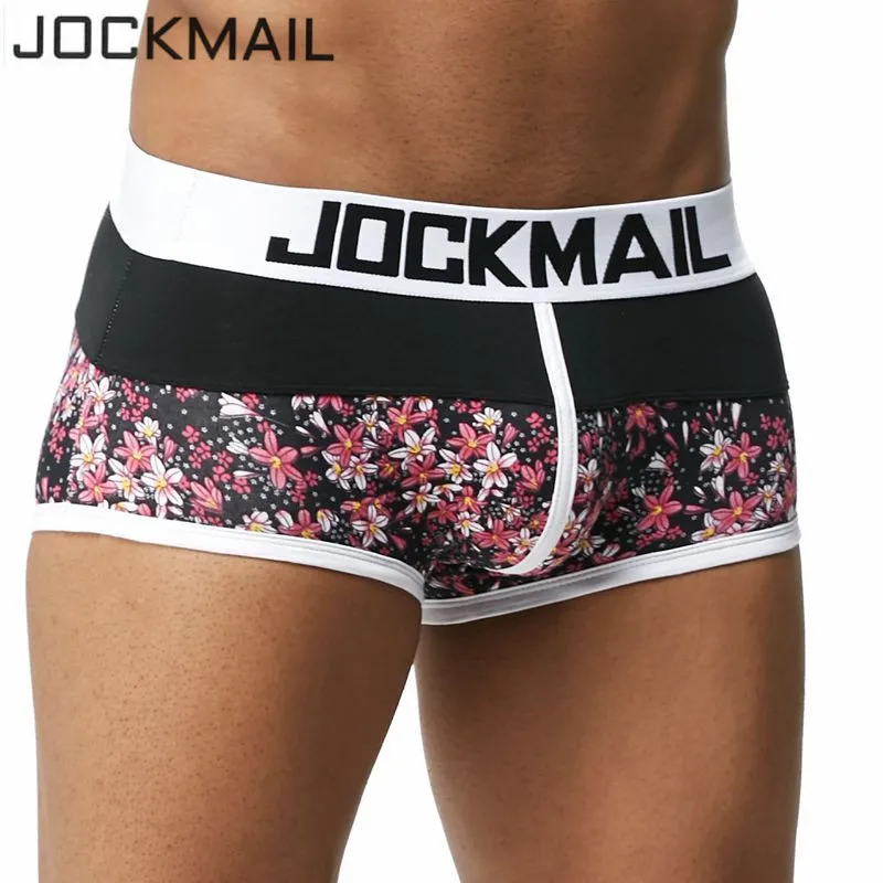 JOCKMAIL, мужские трусы, дышащие боксеры, хлопок, сексуальное мужское нижнее белье, u-образный выпуклый мешочек, трусы с принтом, 17 моделей, боксеры, шорты