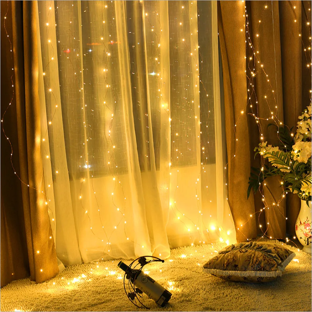 СВЕТОДИОДНАЯ Гирлянда занавес с дистанционным управлением питание от USB