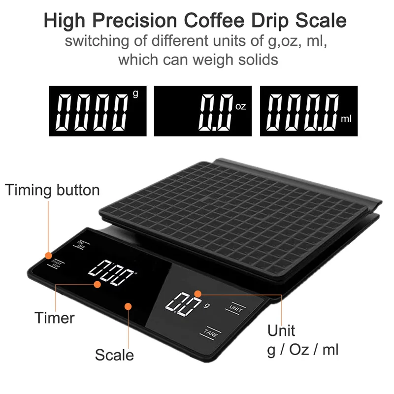 

Digital Coffee Scale Timer LCD Electronic Scales High Precision Household Scale