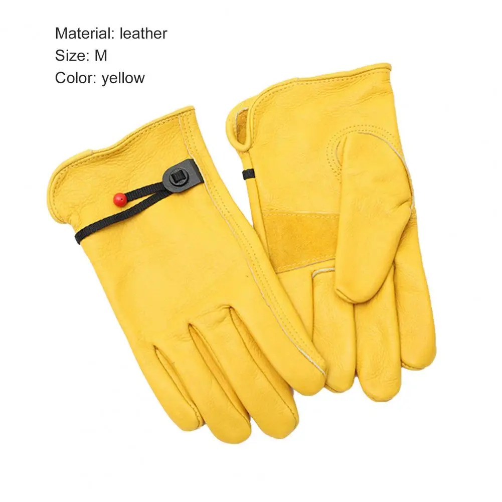 

1 Pair Heat Insulate Glove Soft Sweat Absorption Adjustable Work Cowhide Leather Heat Resistant BBQ Gloves for Outdoor