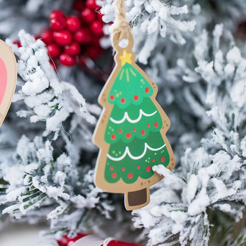 Бумажные закладки с надписью Merry Christmas милые Мультяшные этикетки имбирным