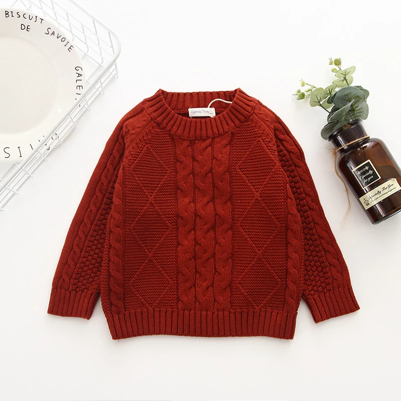 V0518011 Red Детские свитера; зимняя одежда для маленьких девочек; г.; хлопковая одежда для маленьких мальчиков; свитер для маленьких девочек; теплый свитер; вязаные свитеры - Цвет: V0518011 Red