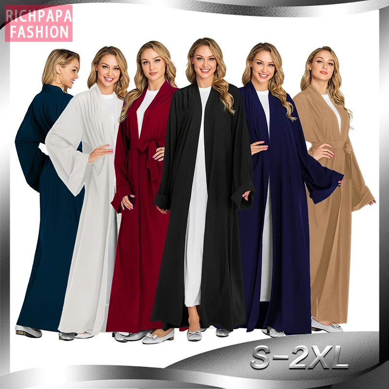 Однотонное цветное кимоно открытое Абая Дубай кафтан ислам мусульманский хиджаб