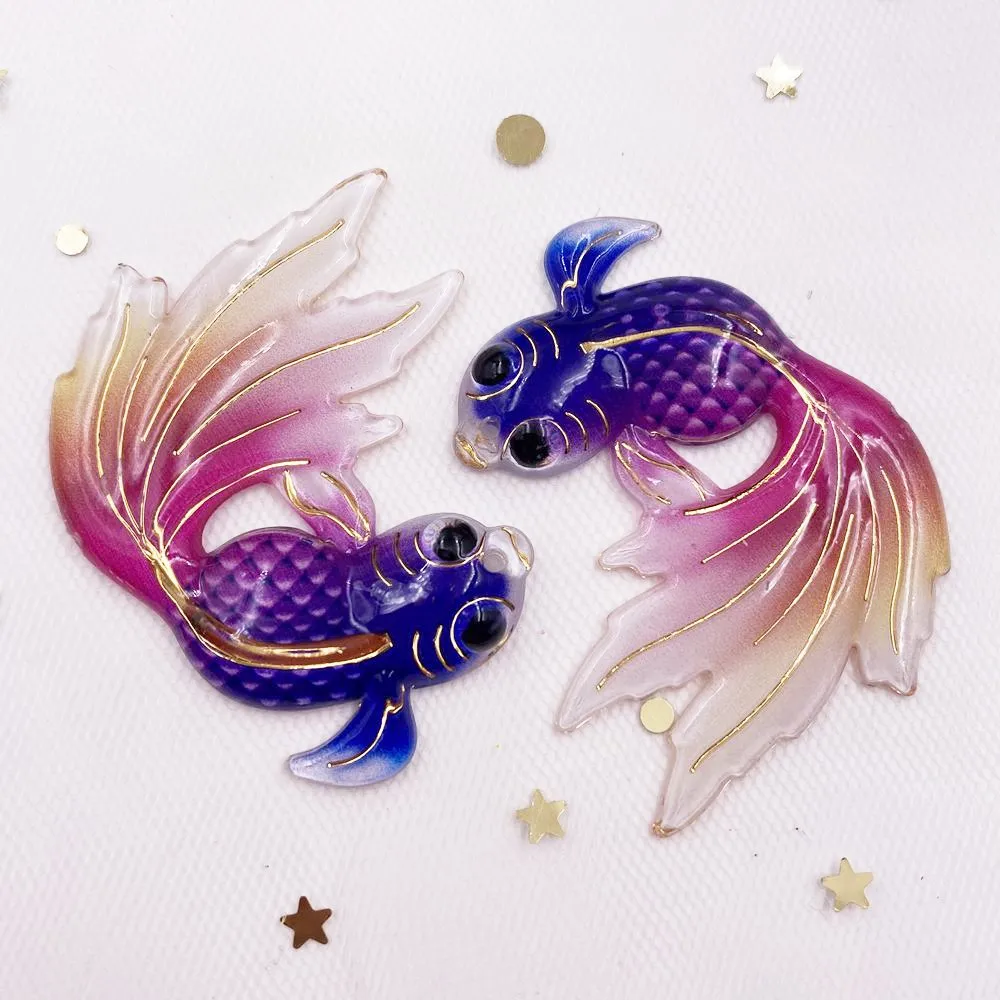 Новинка 8 шт. Смола блестящие красочные большие золотые рыбки плоские стразы для