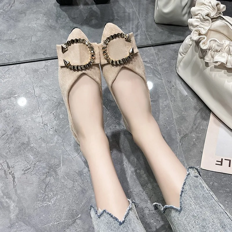 2021 Casual Woman Shoe Pointed Toe Shallow Mouth Female Footwear Knot All-Match Autumn Soft Flats Shoes