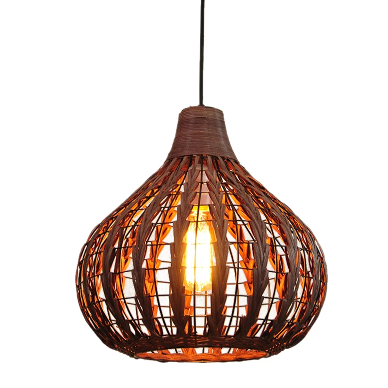 Люстра из натурального бамбука DIY плетеная лампа ротанга тени плетение подвесной