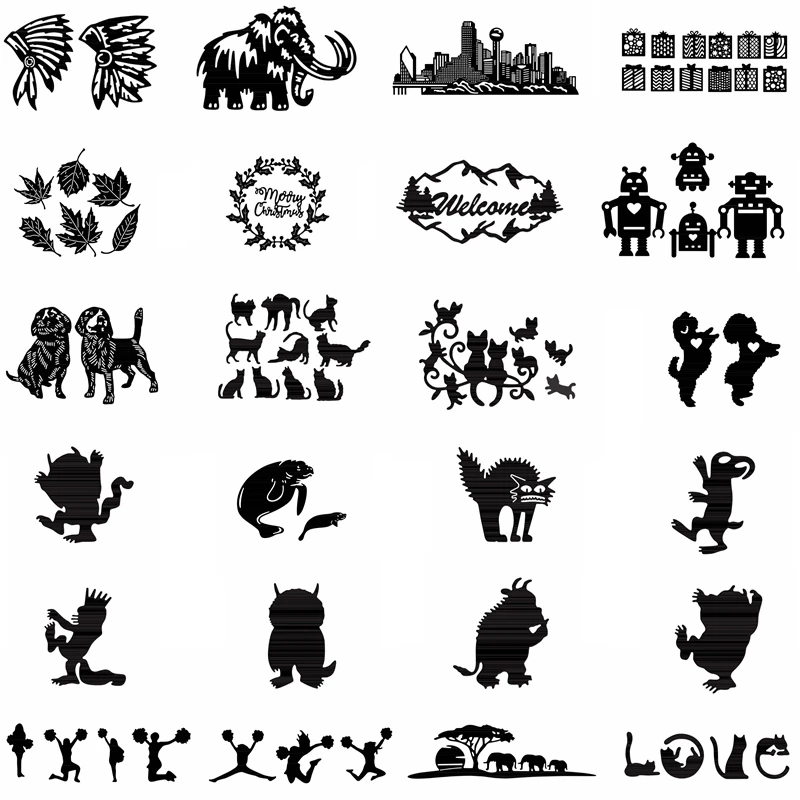 

Monster Cat Dog Goat Elephant Robot Flower Indian Ancient Letter Flower Metal Cutting Dies Embossing Paper Decorate Card Stencil