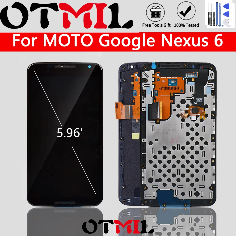 

Оригинальный AMOLED дисплей 5,96 дюйма для Motorola Google Nexus 6, ЖК-дисплей с сенсорным экраном и дигитайзером в сборе для Moto Nexus 6 XT1100 XT1103, ЖК-дисплей