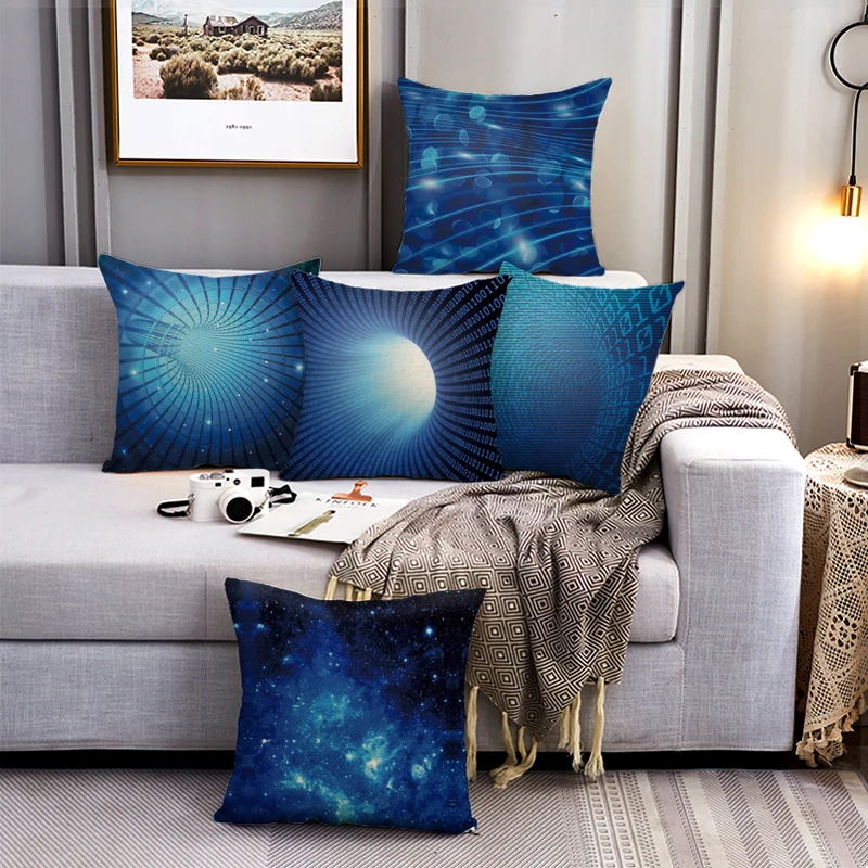 Чехол для подушки туннель звездное небо голубой квадратный чехол из полиэстера