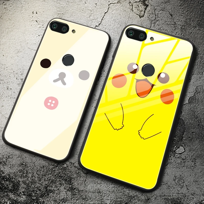 Роскошный чехол для телефона из закаленного стекла 9H с мультяшным рисунком
