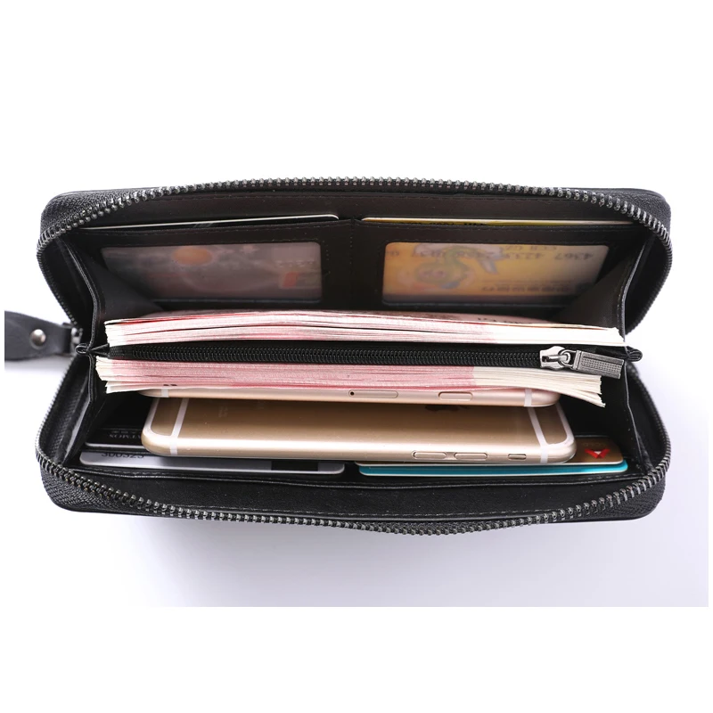 Wmnuo бренд длинный кошелек Для мужчин мягкий черный для молнии Бизнес кредитной