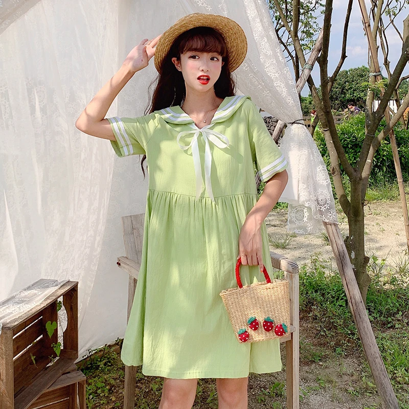Женское платье с коротким рукавом свободное винтажное в японском стиле и