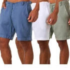 Пляжные японские модные шорты, мужские летние льняные повседневные однотонные брюки, однотонные быстросохнущие шорты на шнуровке