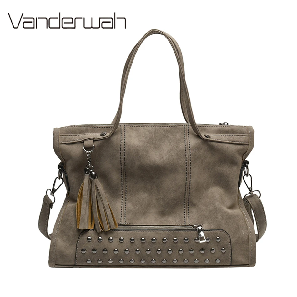 Женская Большая вместительная сумка через плечо с кисточками для женщин