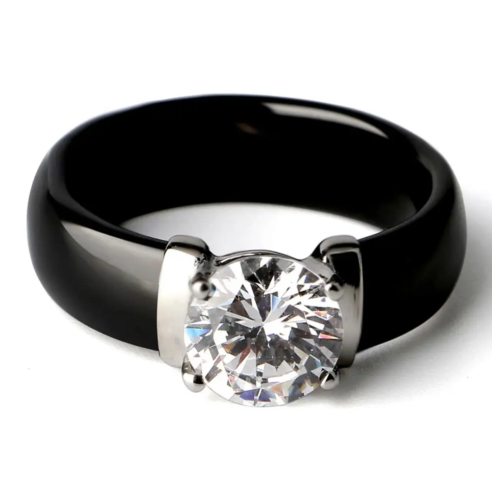 Новые керамические кольца с большим круглым кубическим цирконием для женщин