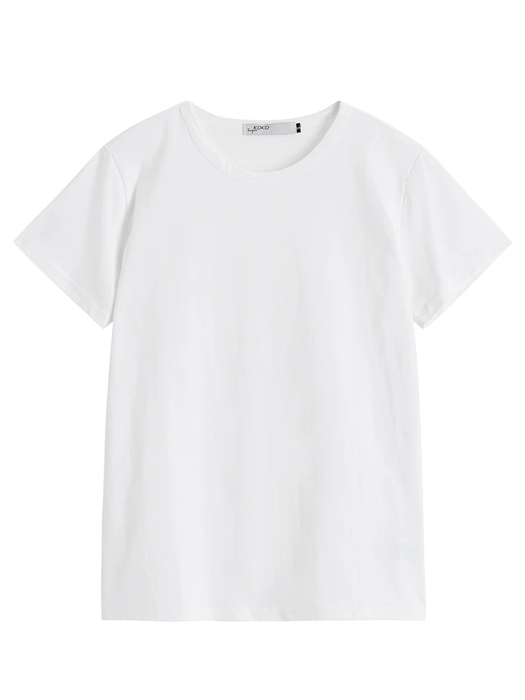 

Short-sleeved t-shirt summer 2021 new solid color pure cotton bottoming shirt with loose basic tops for women