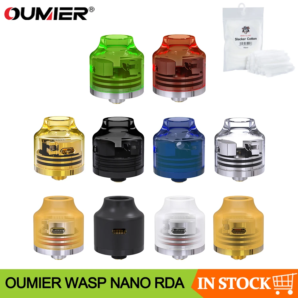 Original OUMIER WASP NANO RDA Tank 22mm Diameter Rebuildable Adjustable Airflow Atomizer For 510 Thread Pin Squonk Box Mod | Электроника