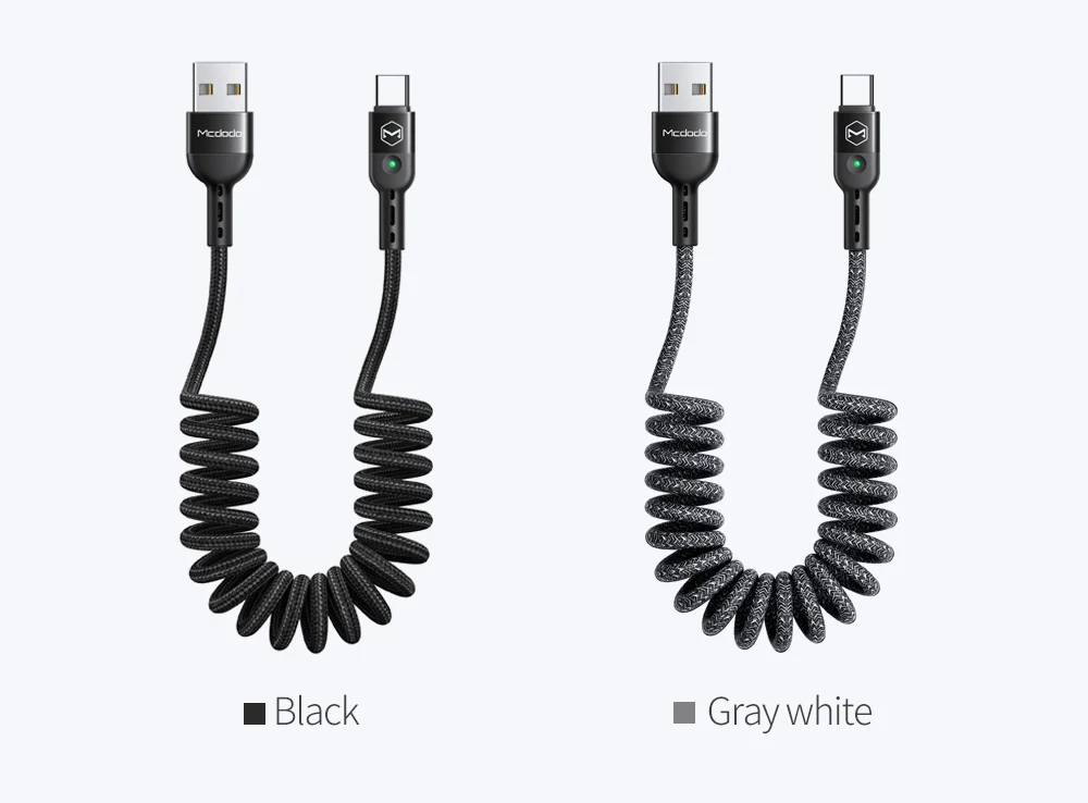 Mcdodo 1,8 м пружинный удлинитель стационарный usb type-C кабель для samsung huawei P30 Pro Xiaomi Phone QC4.0 быстрое зарядное устройство USB кабель для передачи данных