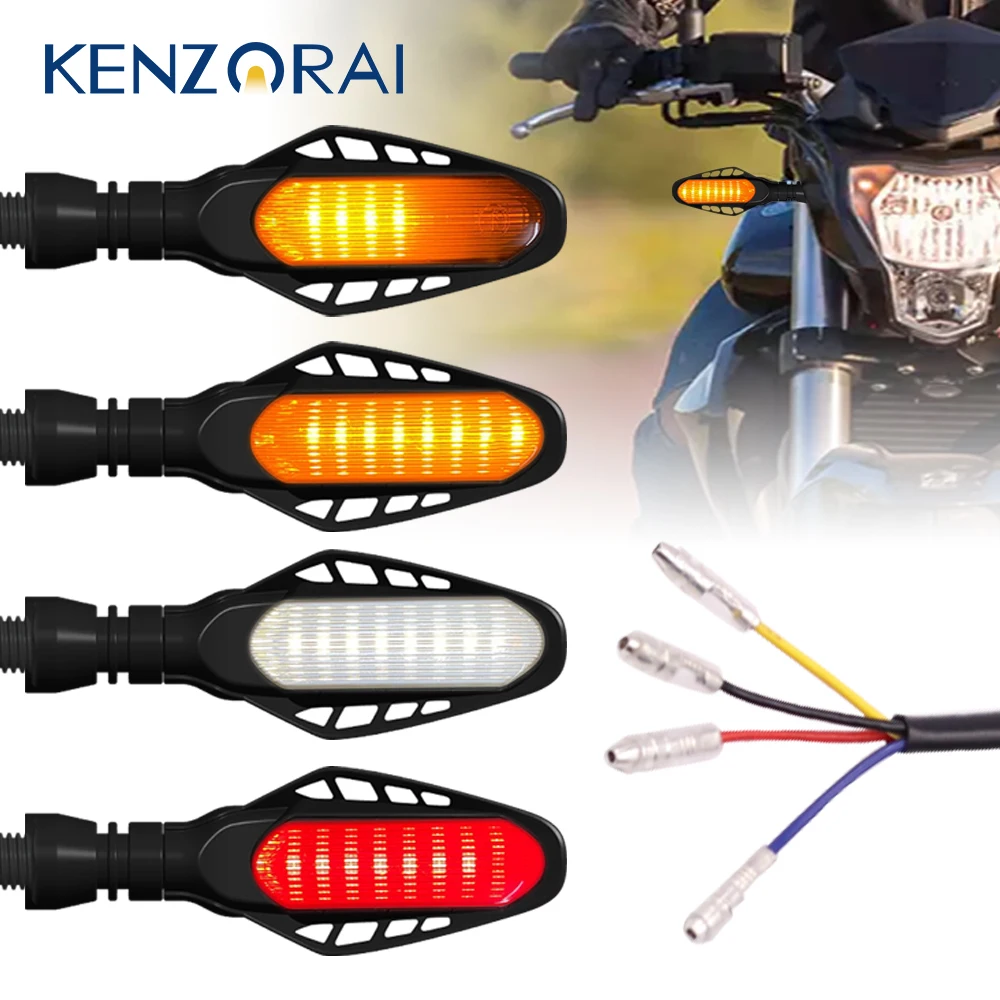 

LED Motorcycle Signal Lights Brake Turn Light Smoked Shell 12V White Yellow Red Light Flowing Taillight DRL Daytime running Lamp