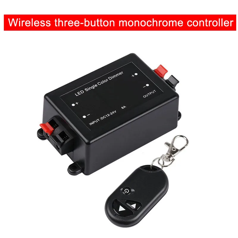 3 Key LED Single Color Wireless Dimmer with RF Remote Control DC 12/24V AI88 |