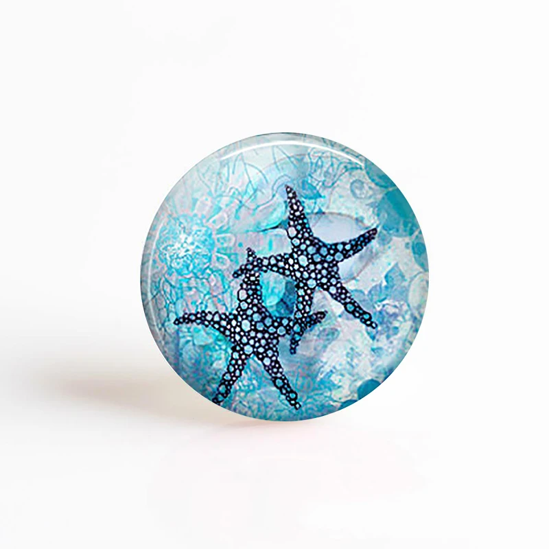 5 шт./лот Морская звезда 25 мм круглый стеклянный кабошон морская фотография