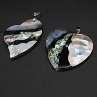 natural stripe shell pendant charms heart shape abalone shell pendant for women diy jewelry making necklace exquisite gift