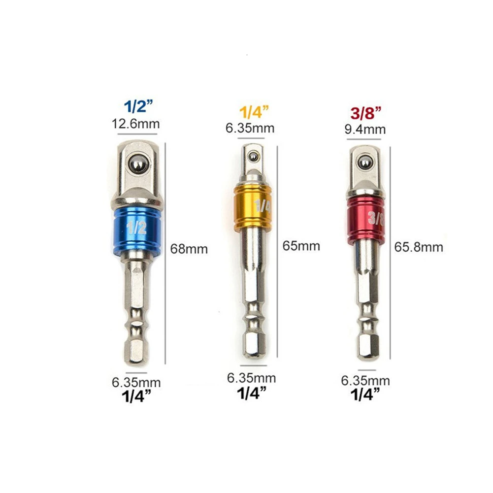 3 шт./компл. 1/4 &quot3/8&quot 1/2 &quotХромированная ванадиевая стальная розетка адаптер