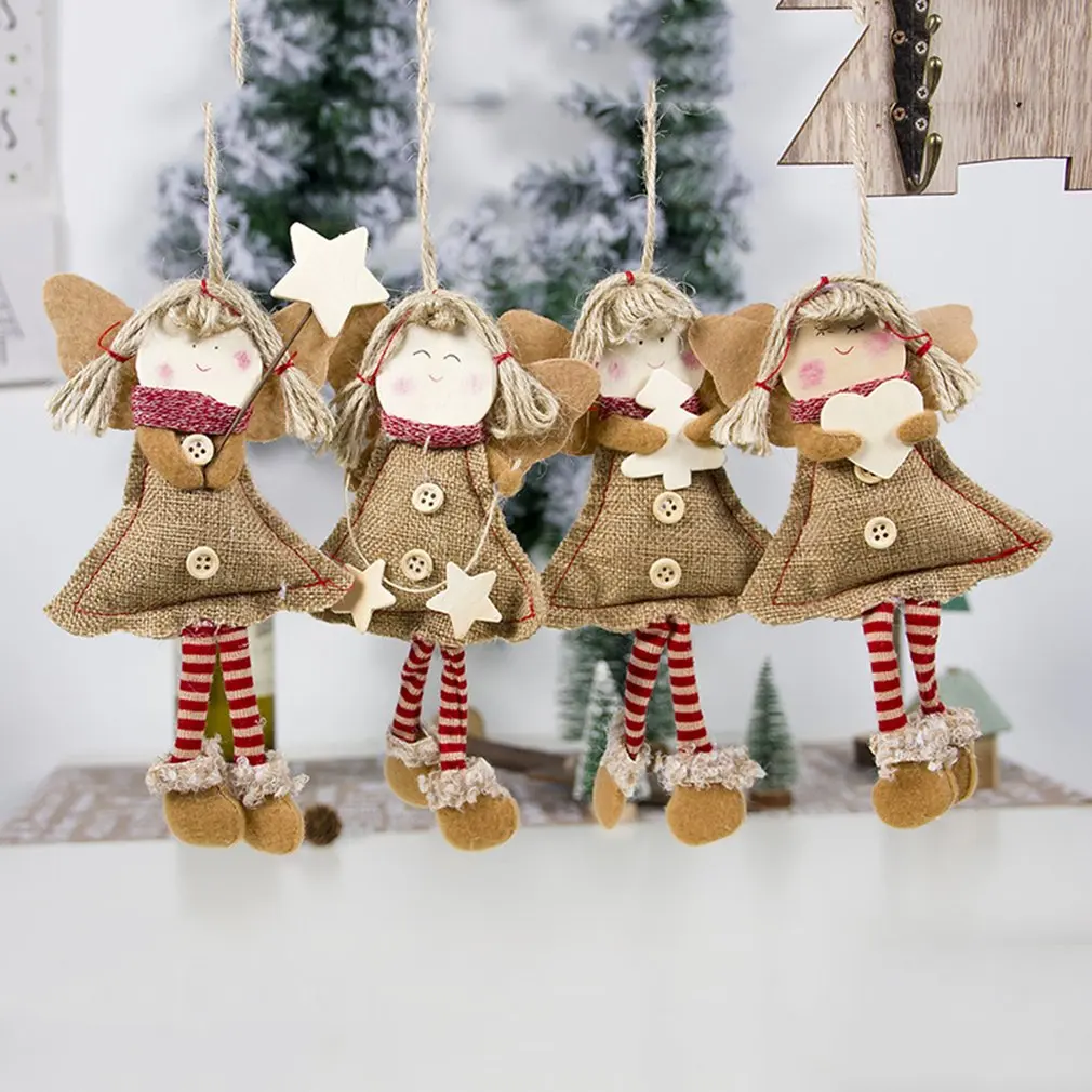 

Christmas Decorations Fabric Wood Chips Christmas Smile Angel Doll Pendant Christmas Tree Ornaments
