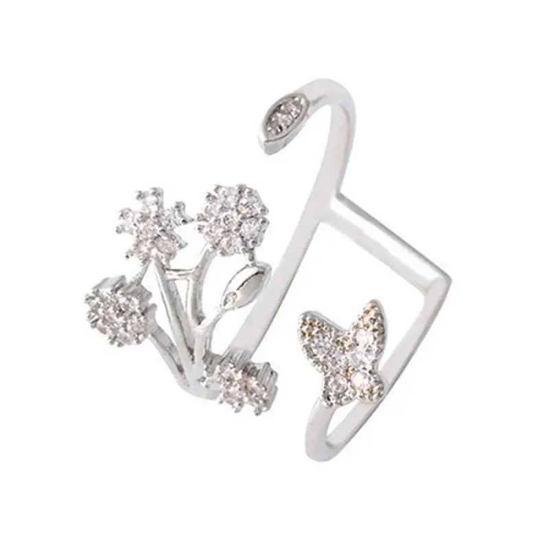 Новый Для женщин кольцо в стиле casual с бабочками и цветами шарма ювелирных изделий